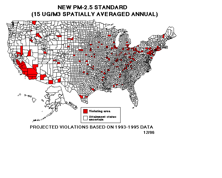 Possible Nonattainment Areas for PM-2.5 Annual